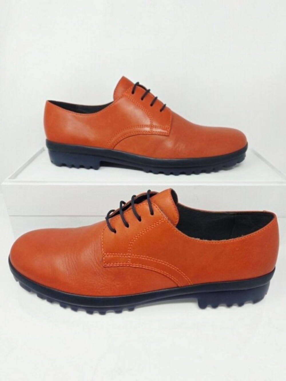 Camper Mens 44 US 10.5 Orange Dress Shoes Lace-Up Pegaso Blucher Oxford X Light